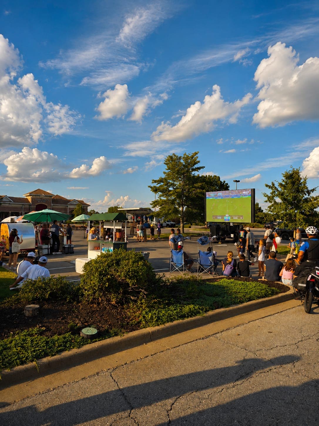 Outdoor watch party crowd with a Showtime LED screen